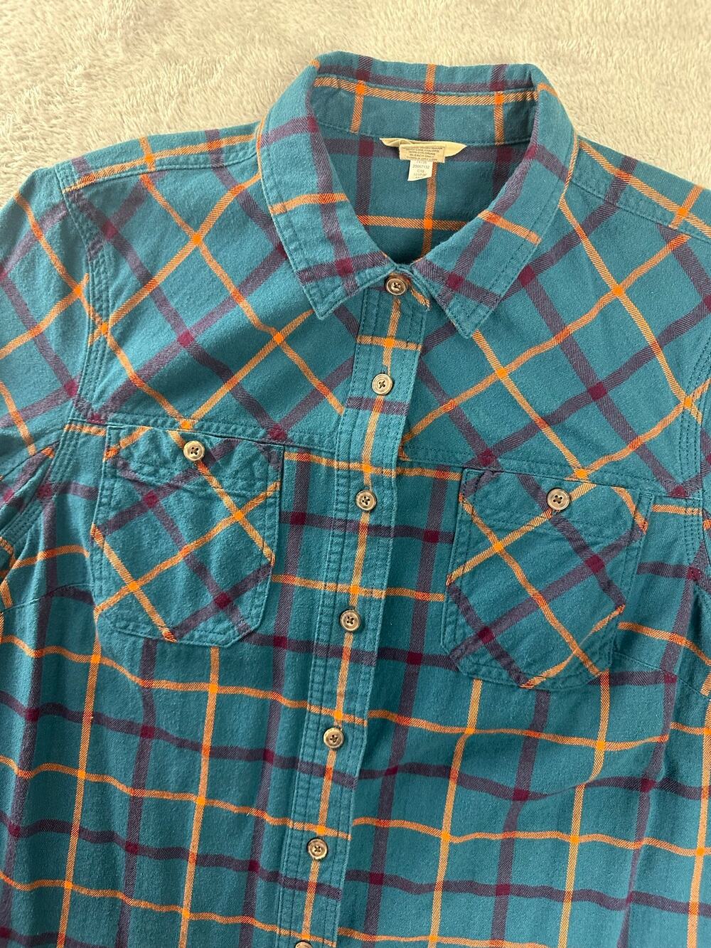 Duluth Trading Blue Burleyweight Flannel Shirt Mens Large Heavyweight Plaid Work